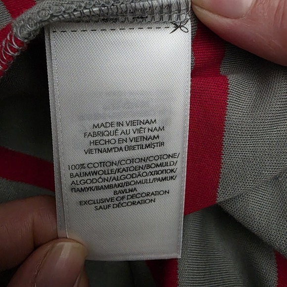 Polo Ralph Lauren Men's Large Gray Red Striped Cotton Polo Shirt - Picture 7 of 8